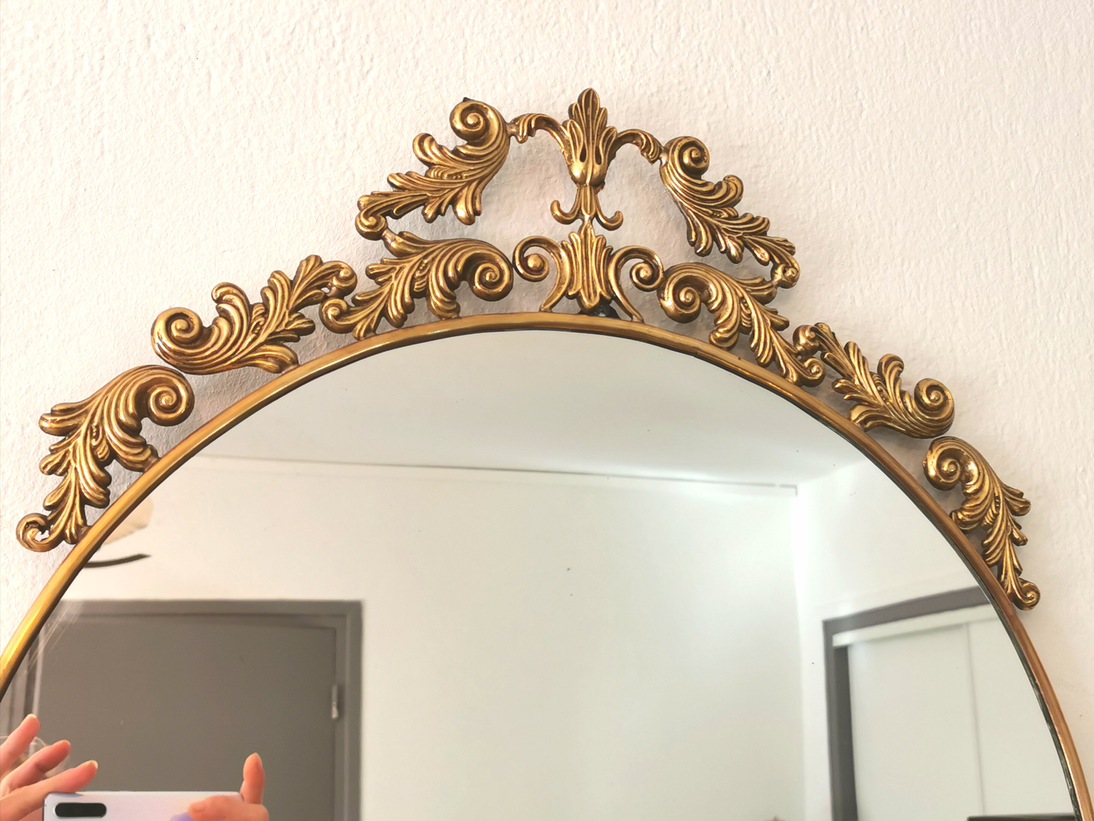 Baroque brass oval mirror, Venetian style  51x74cm