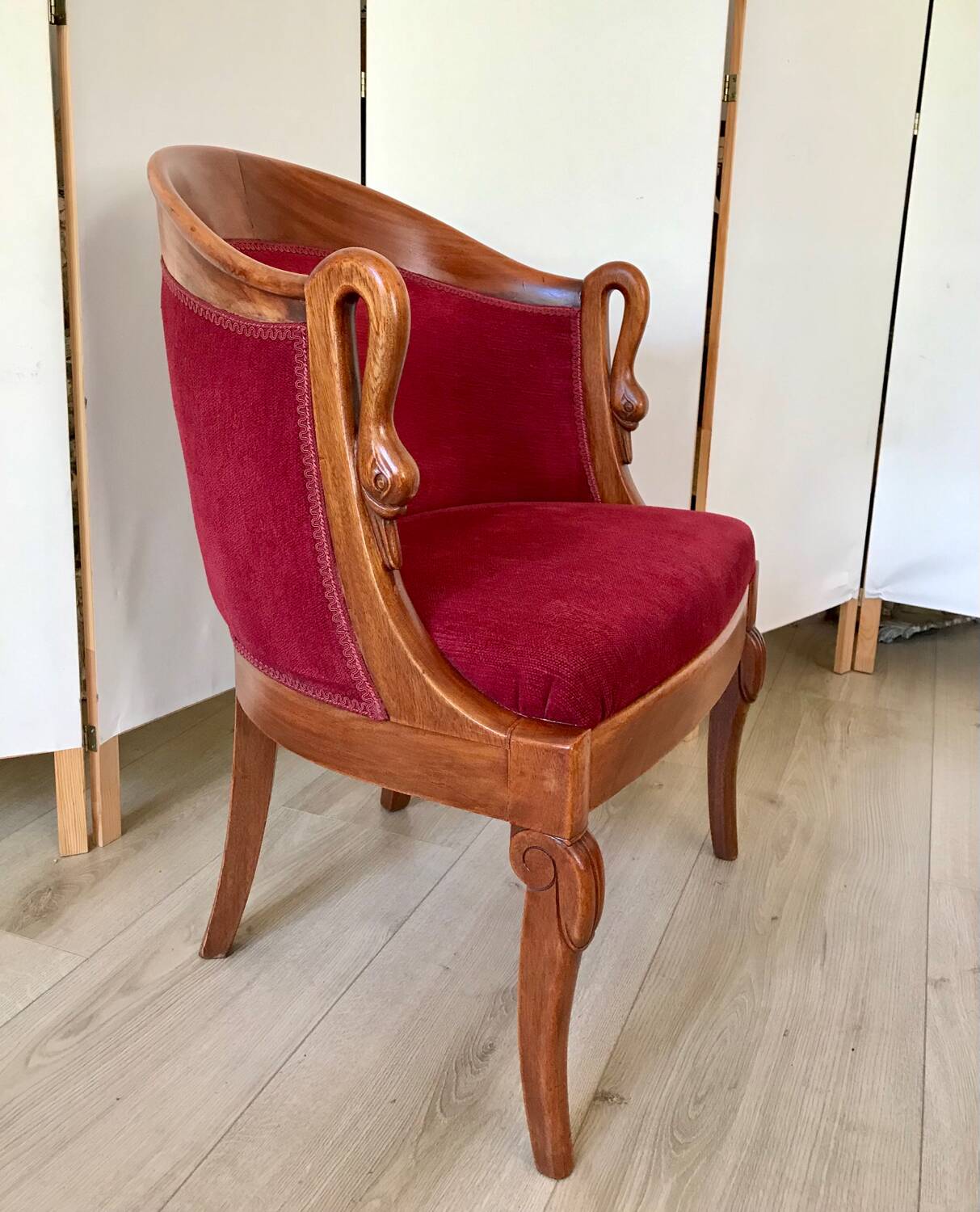 Empire-style armchair with swan necks