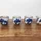 teapot and 4 cups in glazed stoneware - hand-painted blue décor