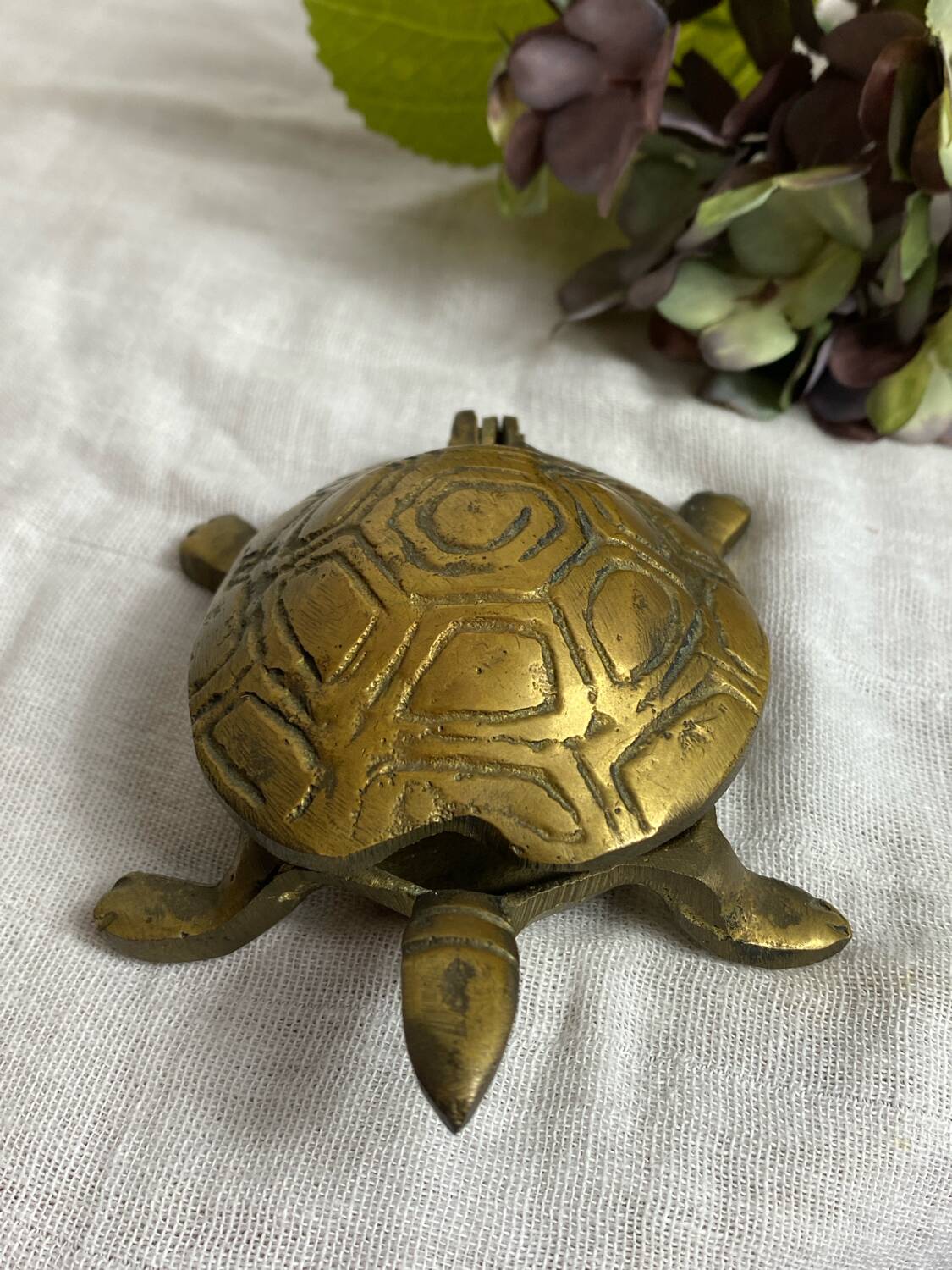 Brass turtle ashtray