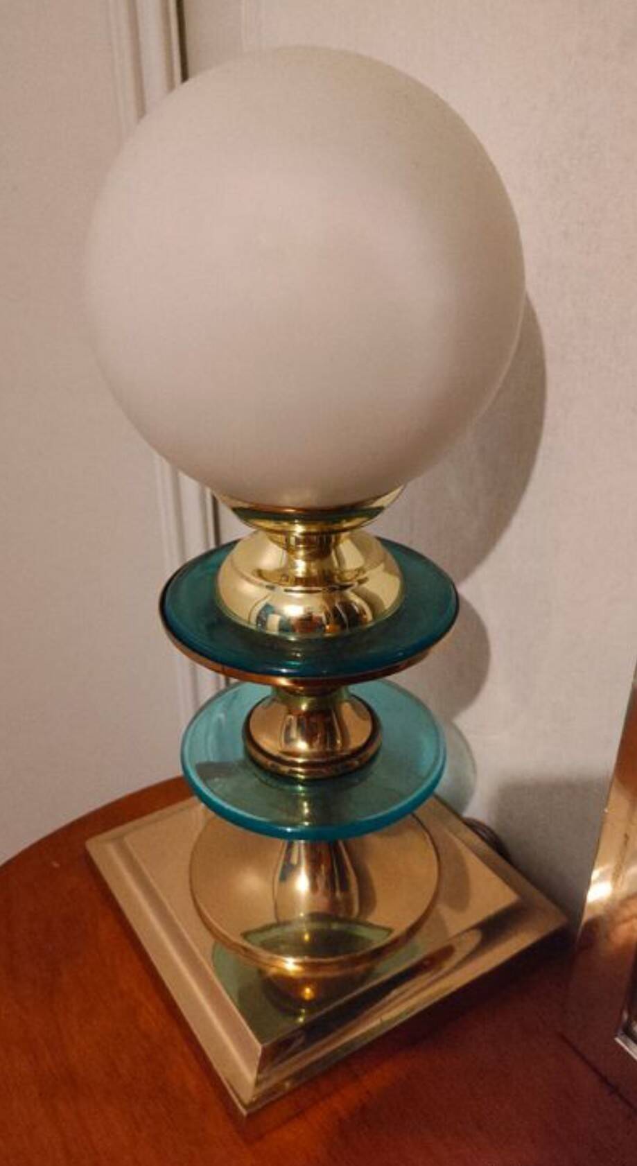 Vintage brass and plexi lamp 1980