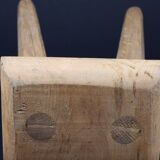 Set of 2 solid wood stools in French brutalist style.