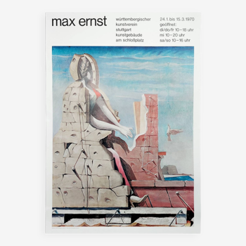 Affiche d'exposition d'art vintage originale XL des années 1970 Max Ernst