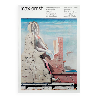 Affiche d'exposition d'art vintage originale XL des années 1970 Max Ernst
