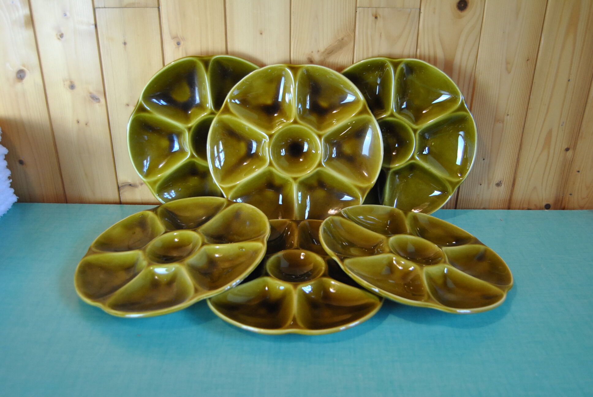 Set of 6 oyster plates in Gien earthenware