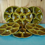 Set of 6 oyster plates in Gien earthenware