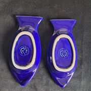 Cobalt blue ceramic plates in the shape of fish (tapas, anchovies, etc.)