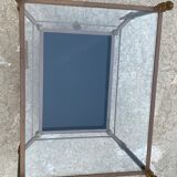 End table in bronze and black opaline glass