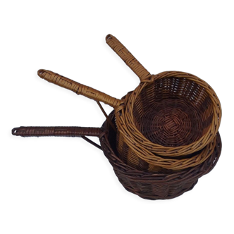 Set of 3 rattan pans