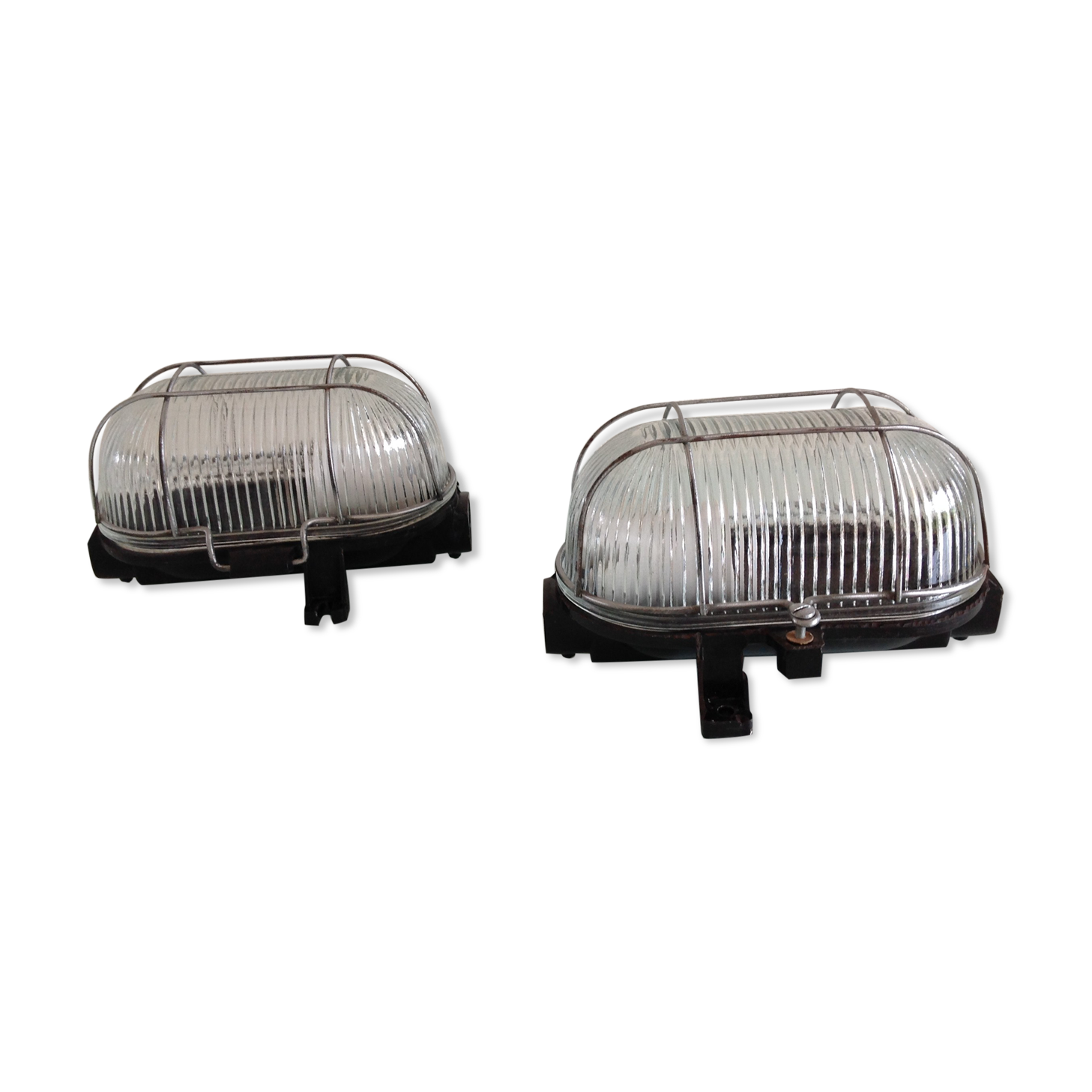 Pair of portholes industrial sconces 60/70