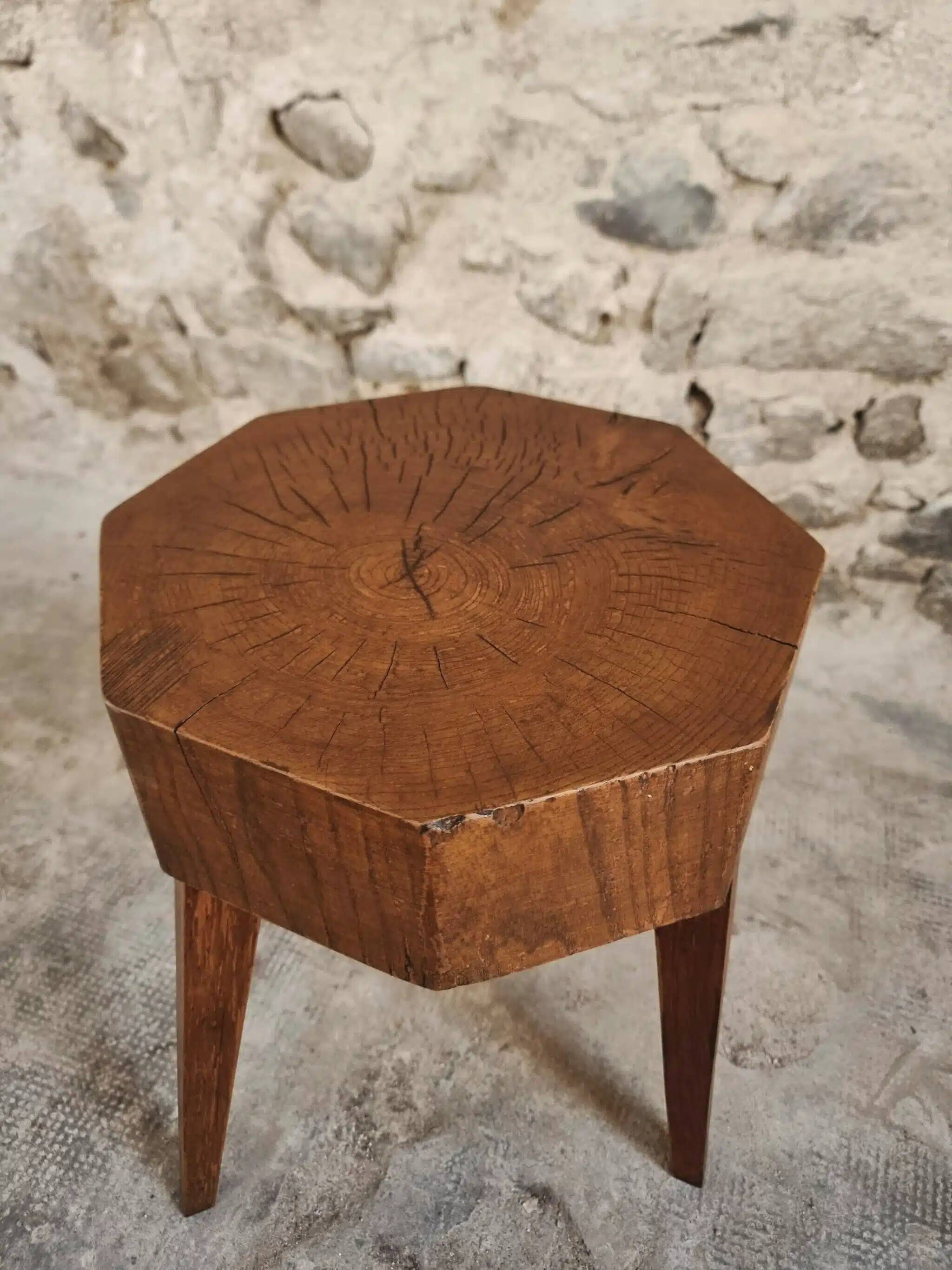 Vintage Oak Stool – Solid Oak Seat – Rustic 1960s Crafts – 31×31×50 cm