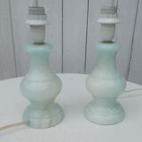 Pair of light blue alabaster lamps