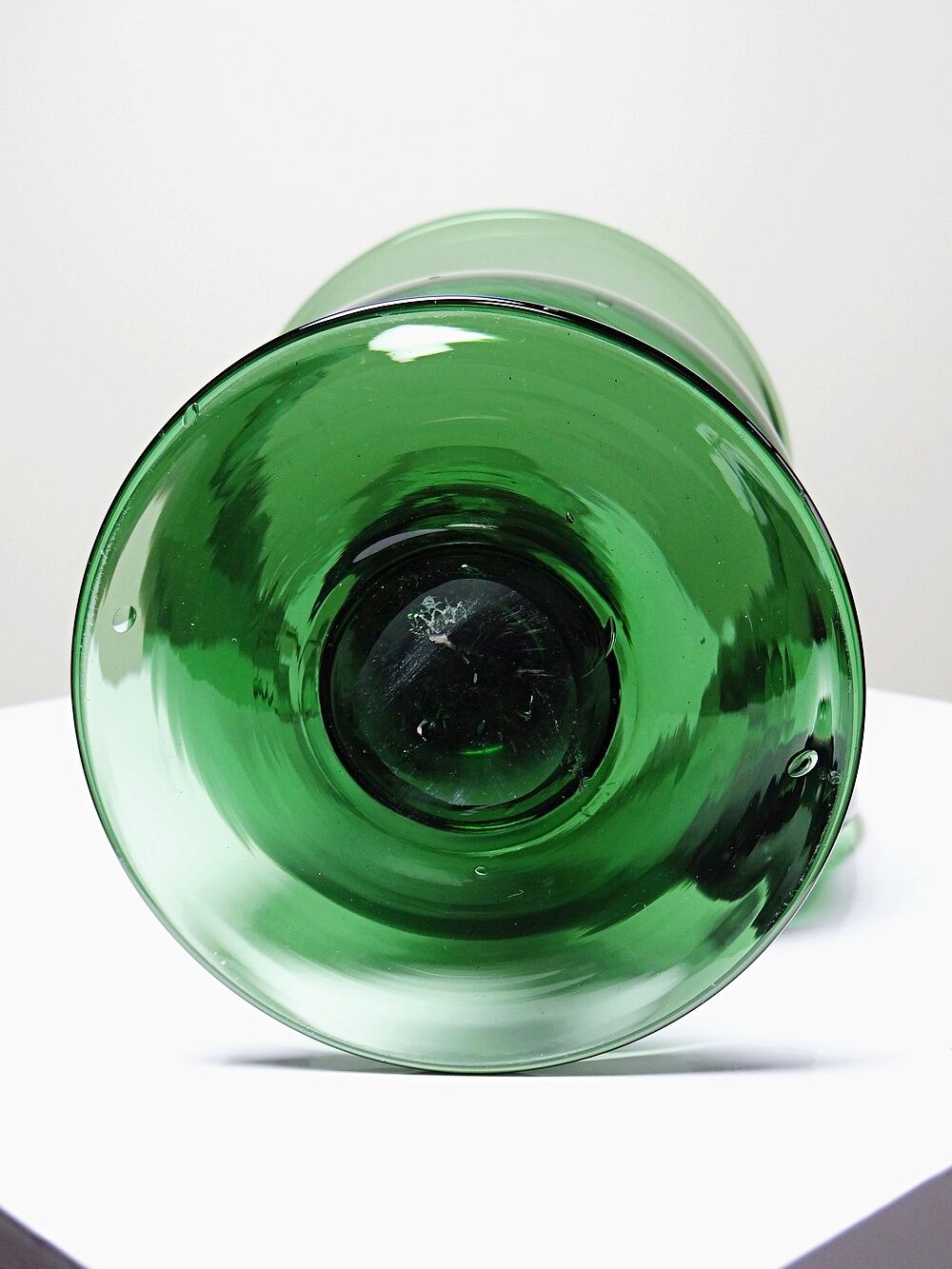 Large vintage green blown glass lantern, 1960s-70s.