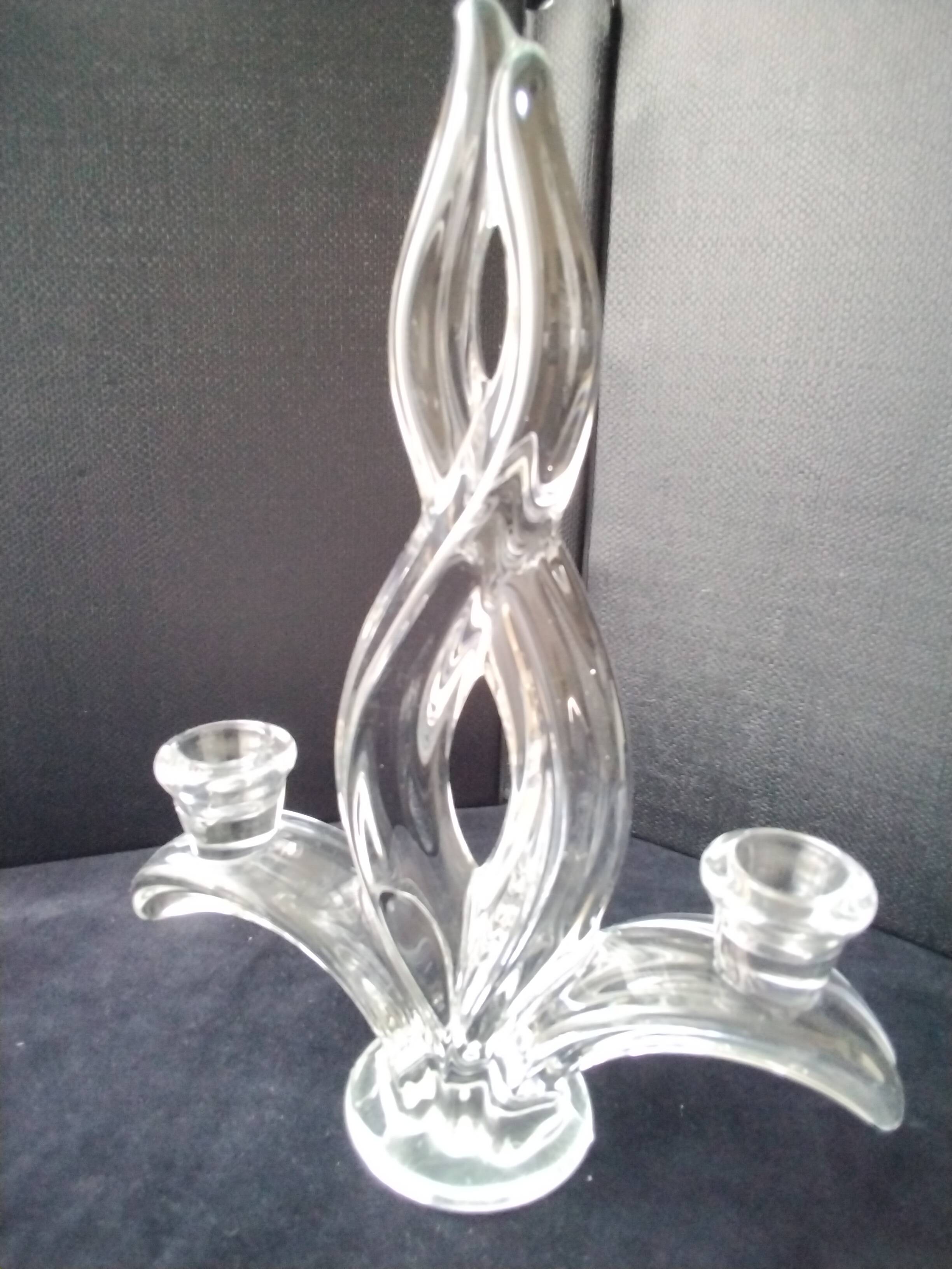 2-branch candle holder in Vannes crystal