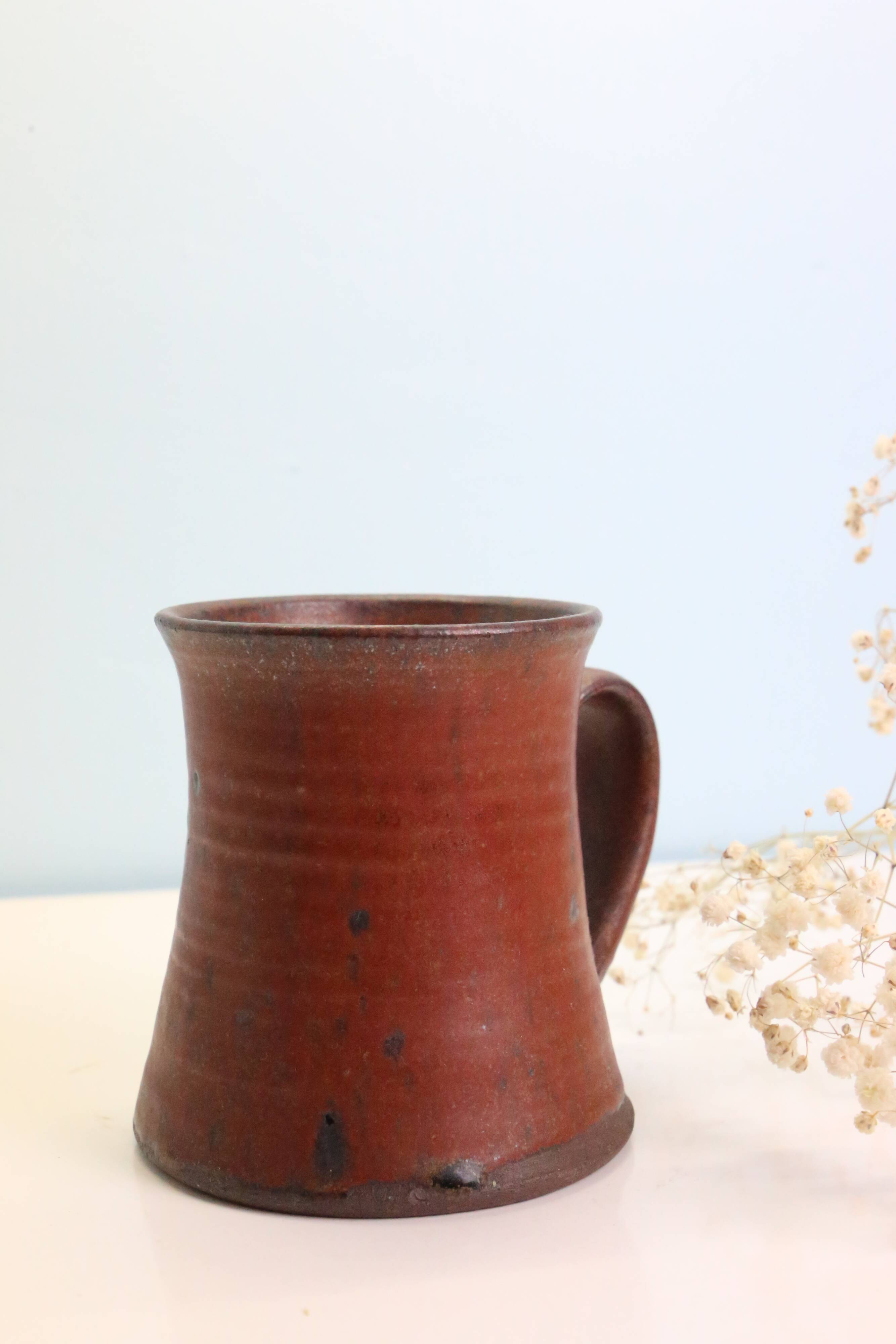 Handmade mug, French manufacture of Taizé, vintage pottery,