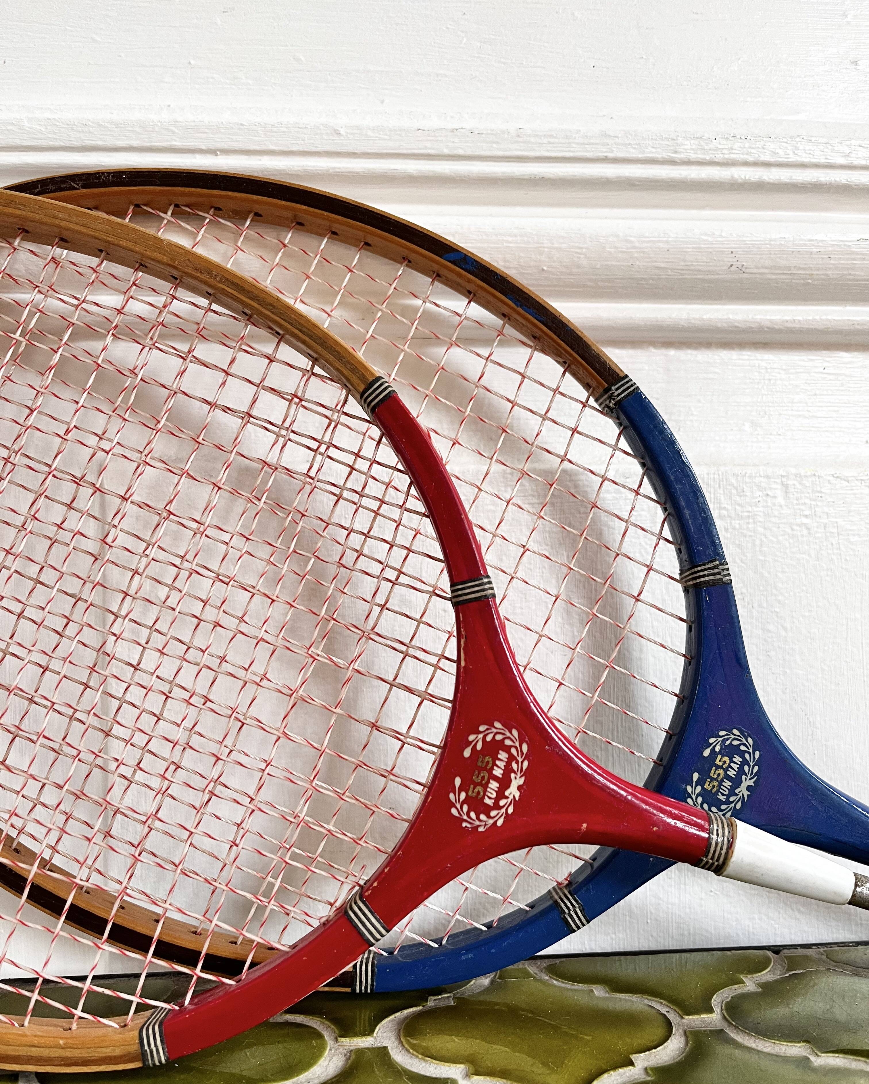 Vintage wooden badminton rackets