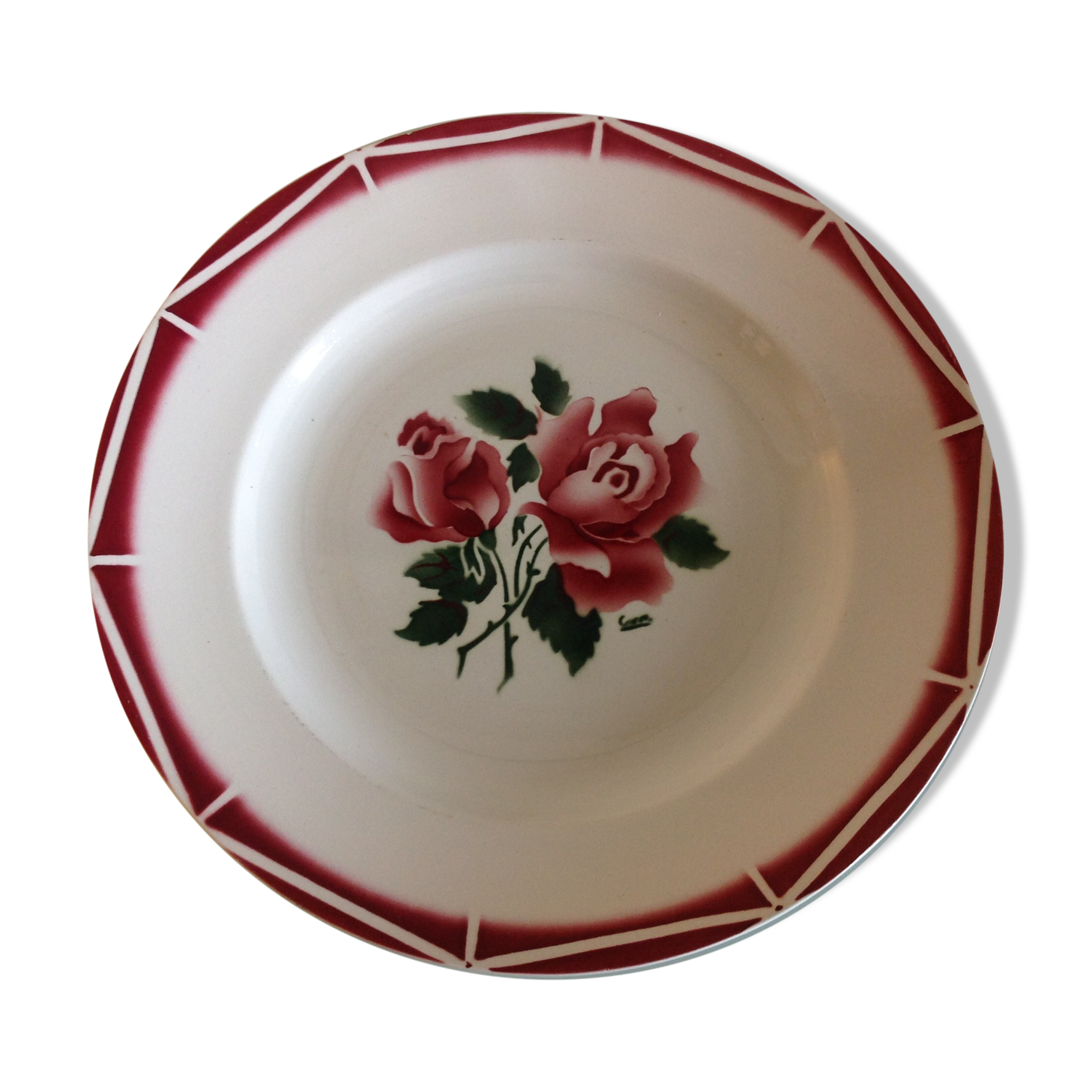 Round dish decor Cibon des faienceries de Sarreguemines and Digoin / vintage 60s