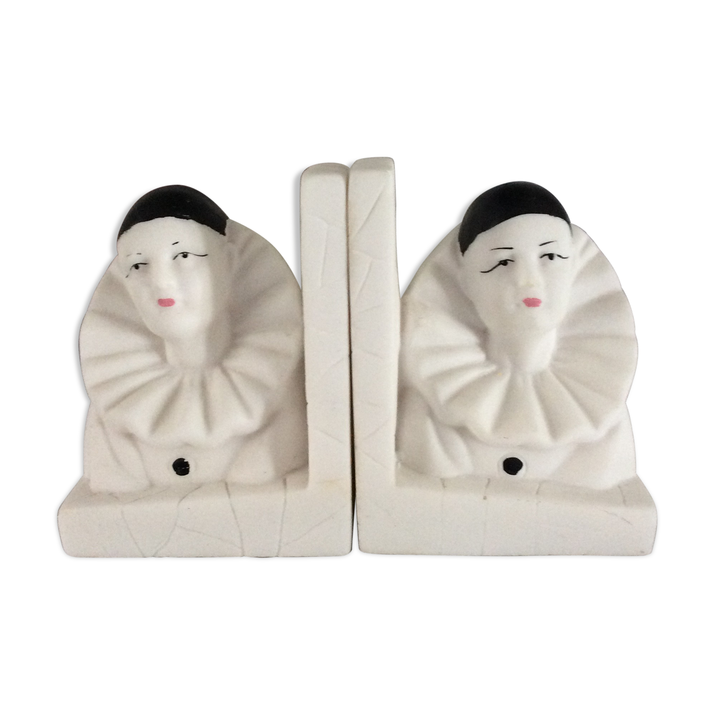 Pair of Pierrot bookends from the 70s-80s