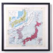 Vintage map of Japan and Korea 43x43cm from 1950.