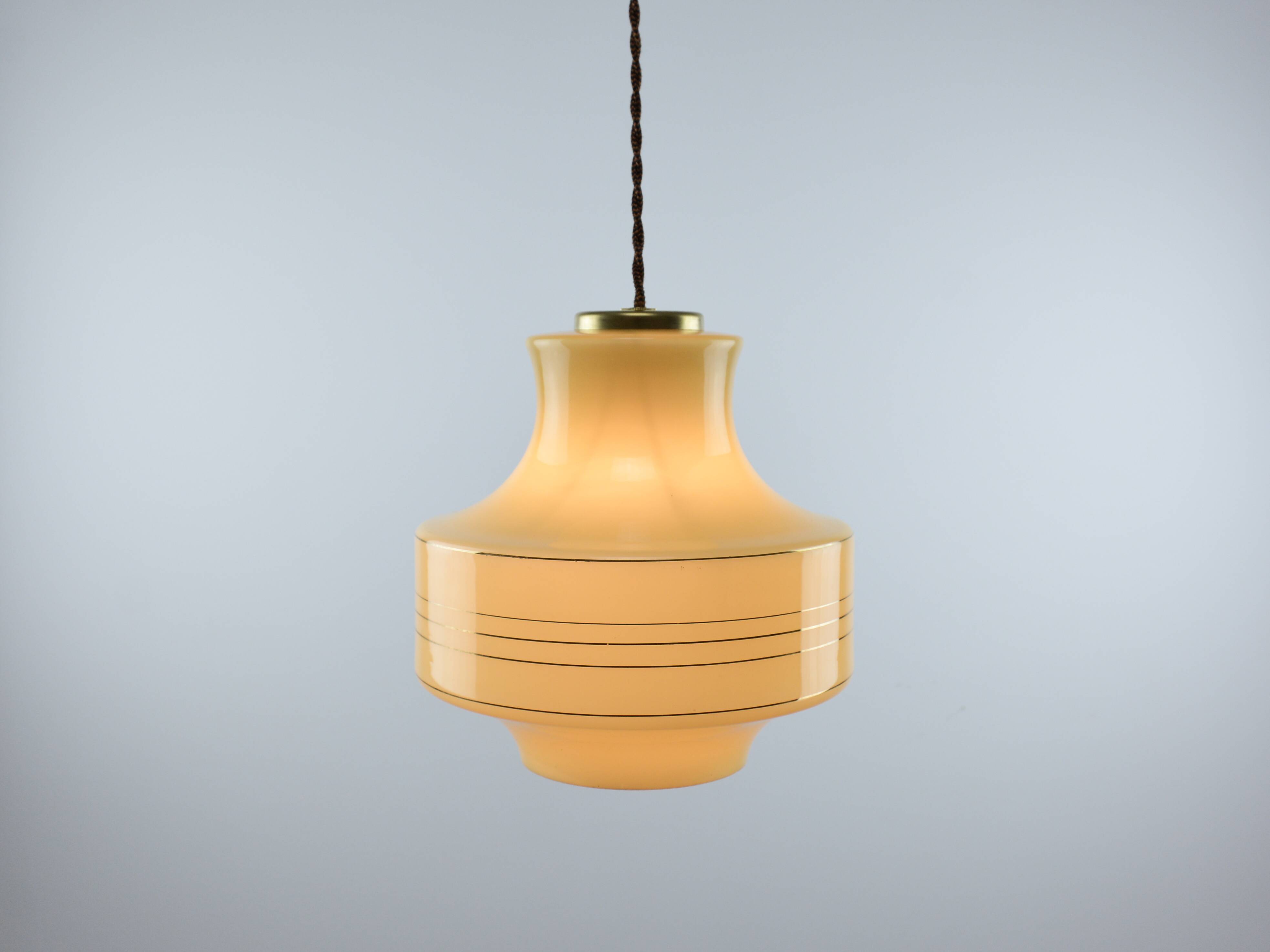 Vintage Beige/Yellow Glass Pendant Lamp