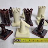 Original chess set in glazed terracotta, signed and numbered