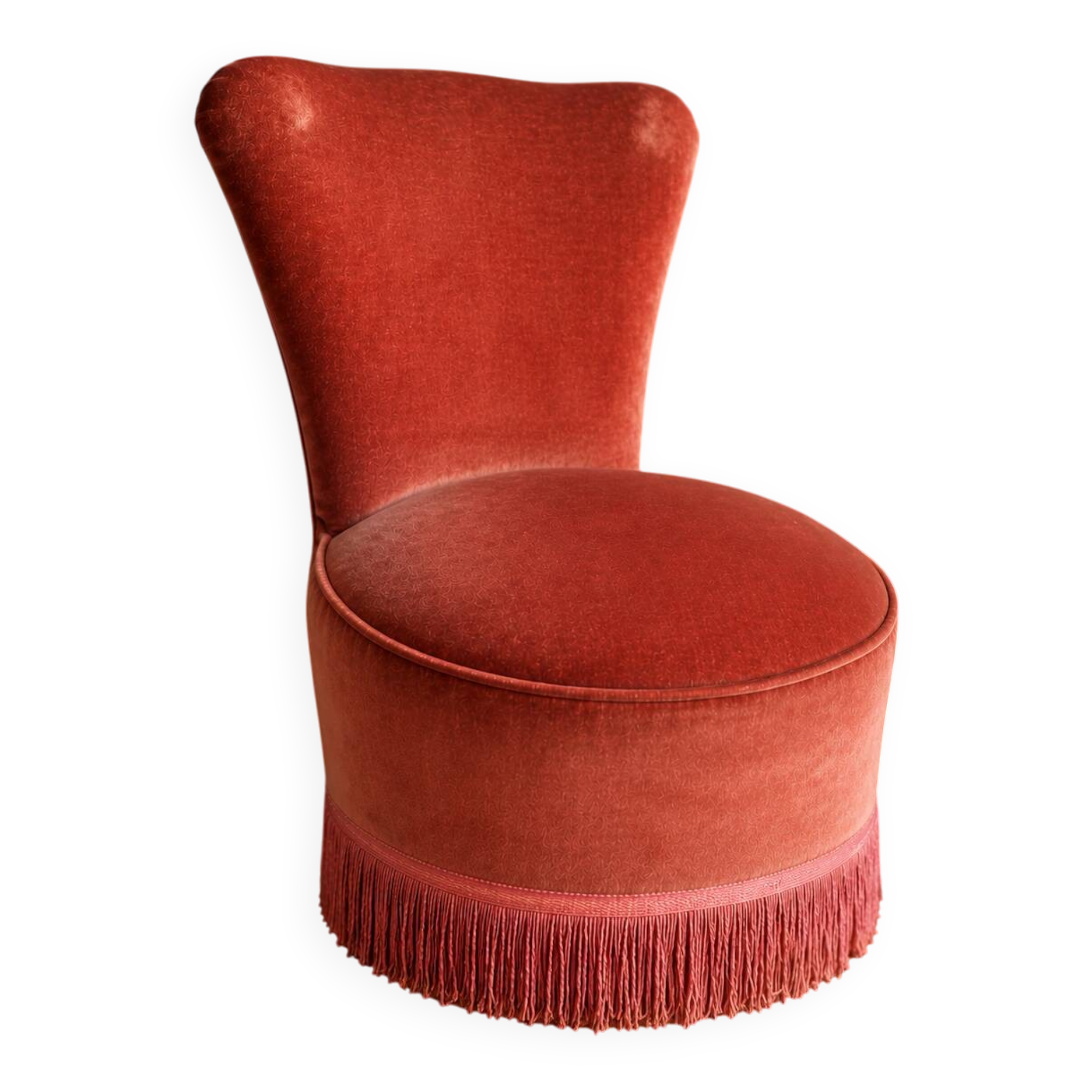 Vintage armchair in old rose velvet