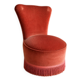 Chauffeuse vintage en velours vieux rose