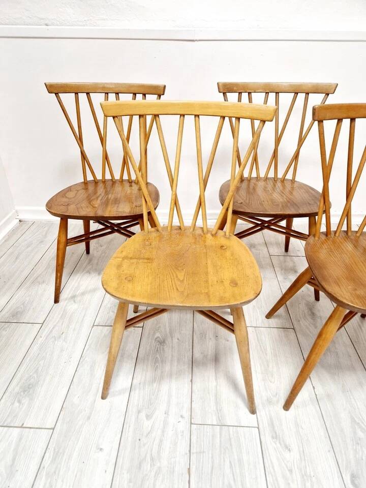 4 Ercol Candlestick Back Dining Chairs