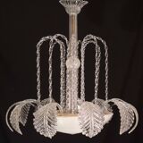 Elegant Art Decò, Barovier & Toso Chandelier, Murano Glass, 1950s