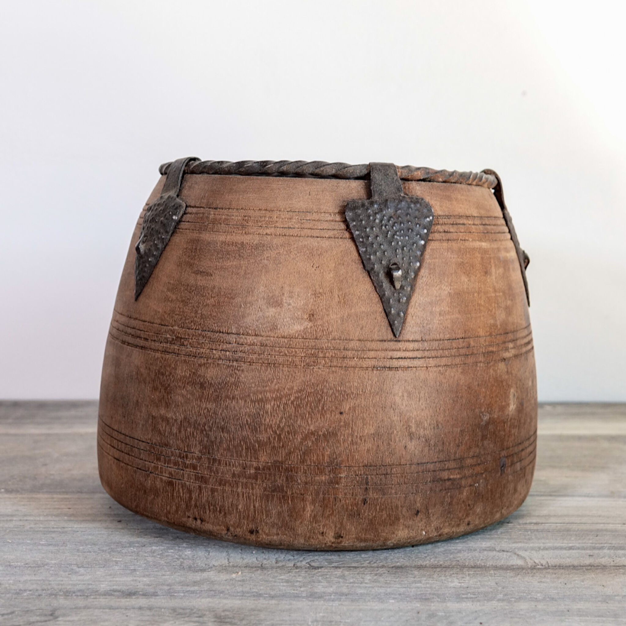 Old wooden pot