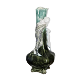 Vase Art Nouveau en céramique émaillée – Femme et chien - Vers 1900
