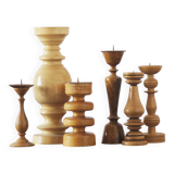 Scandinavian Wooden Candleholders, Set of 6