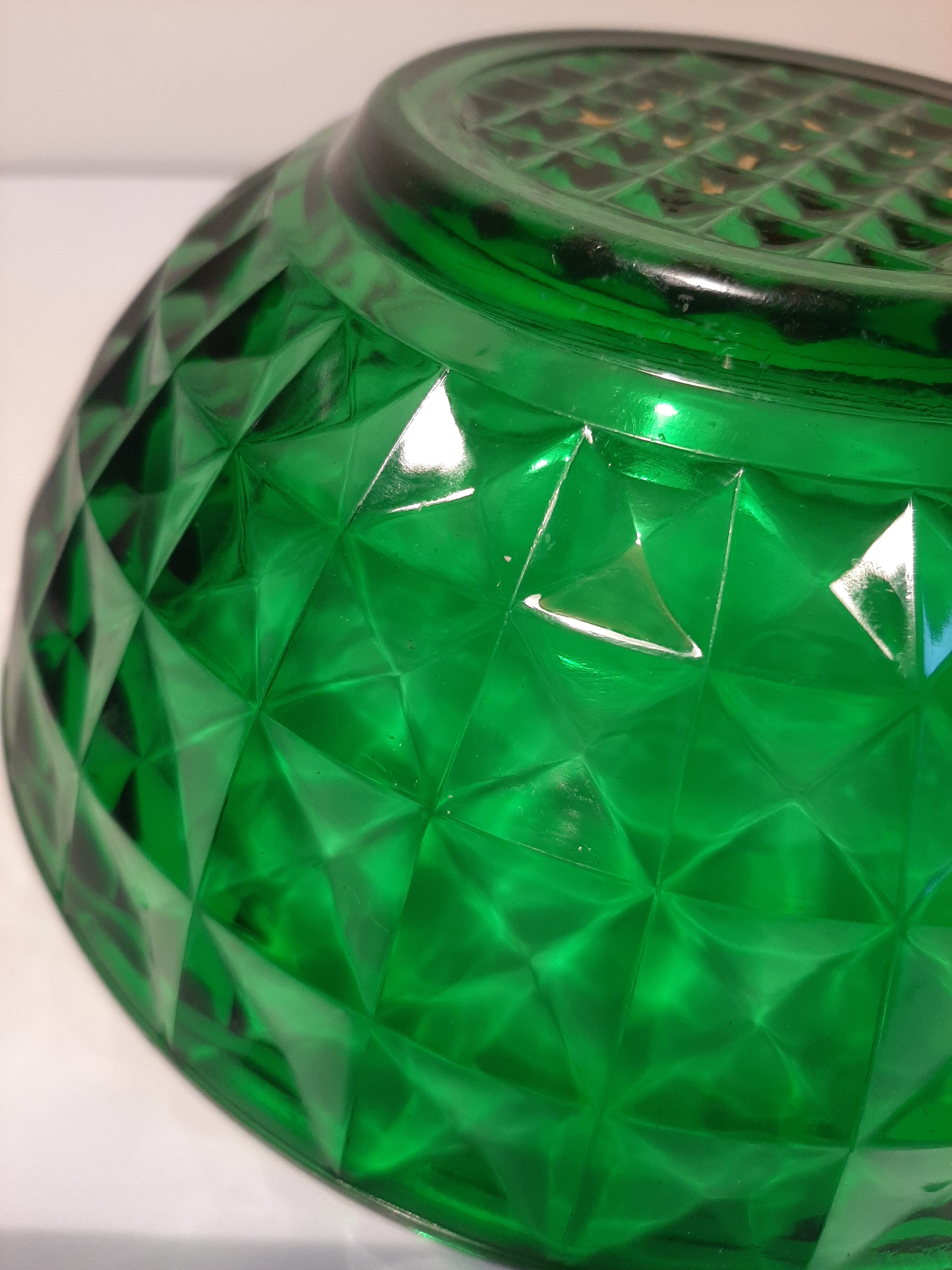 Green glass salad bowl