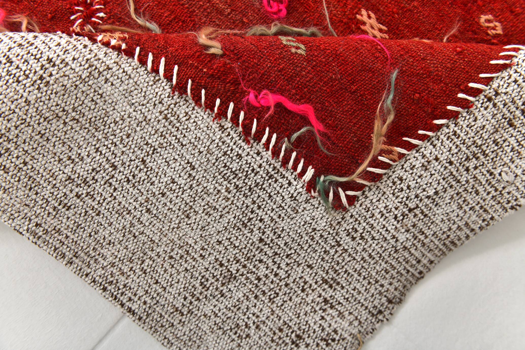 3x5 Red Contemporary Vintage Kilim Rug, 105x149Cm