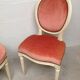 Chaise médaillon et tabouret velours style Louis XVI