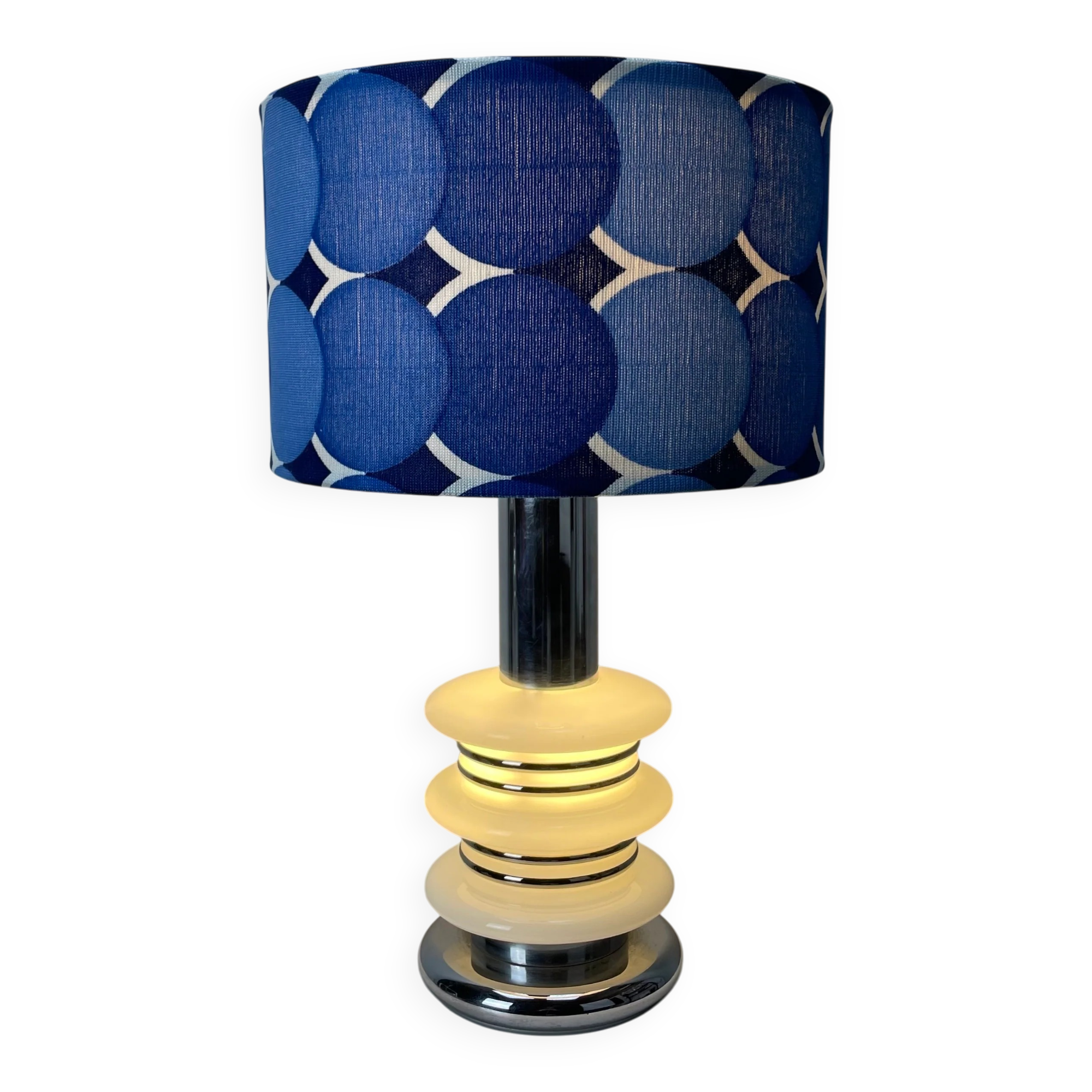 Lampe de table chrome et verre de sapce age par Hustadt Leuchten 1970