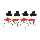 Italian Black & Red Dining Chairs, Set of 4