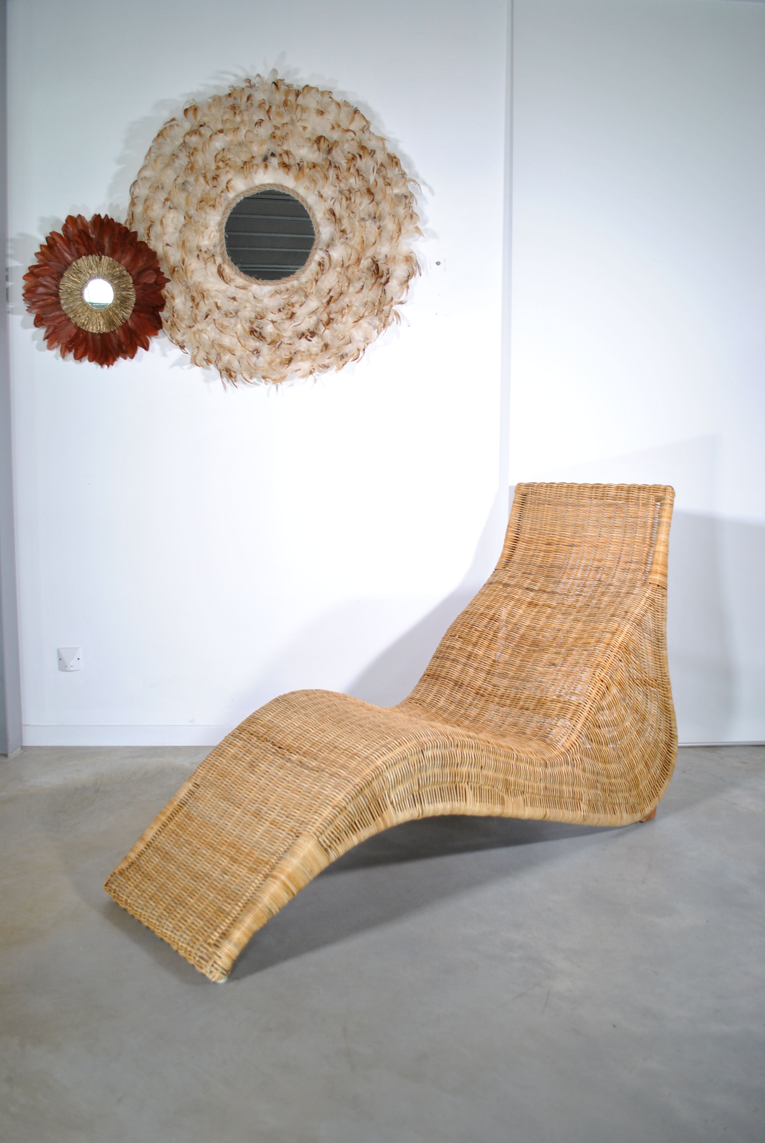 Chaise longue en rotin et osier par Carl Öjerstam pour Ikea Karlskrona