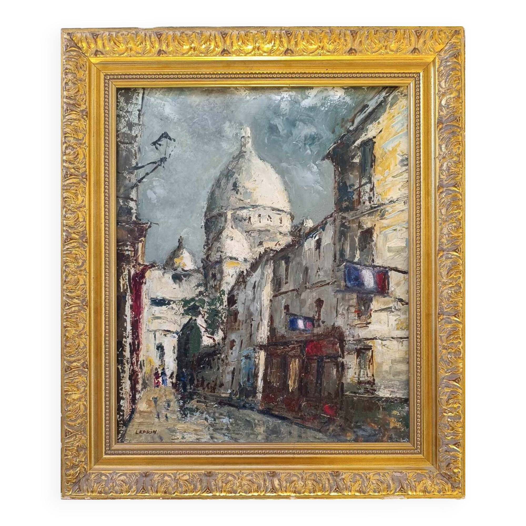Painting by Leprin - Paris Montmartre rue du Chevalier de la Barre
