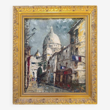 Painting by Leprin - Paris Montmartre rue du Chevalier de la Barre