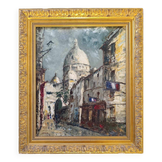 Painting by Leprin - Paris Montmartre rue du Chevalier de la Barre
