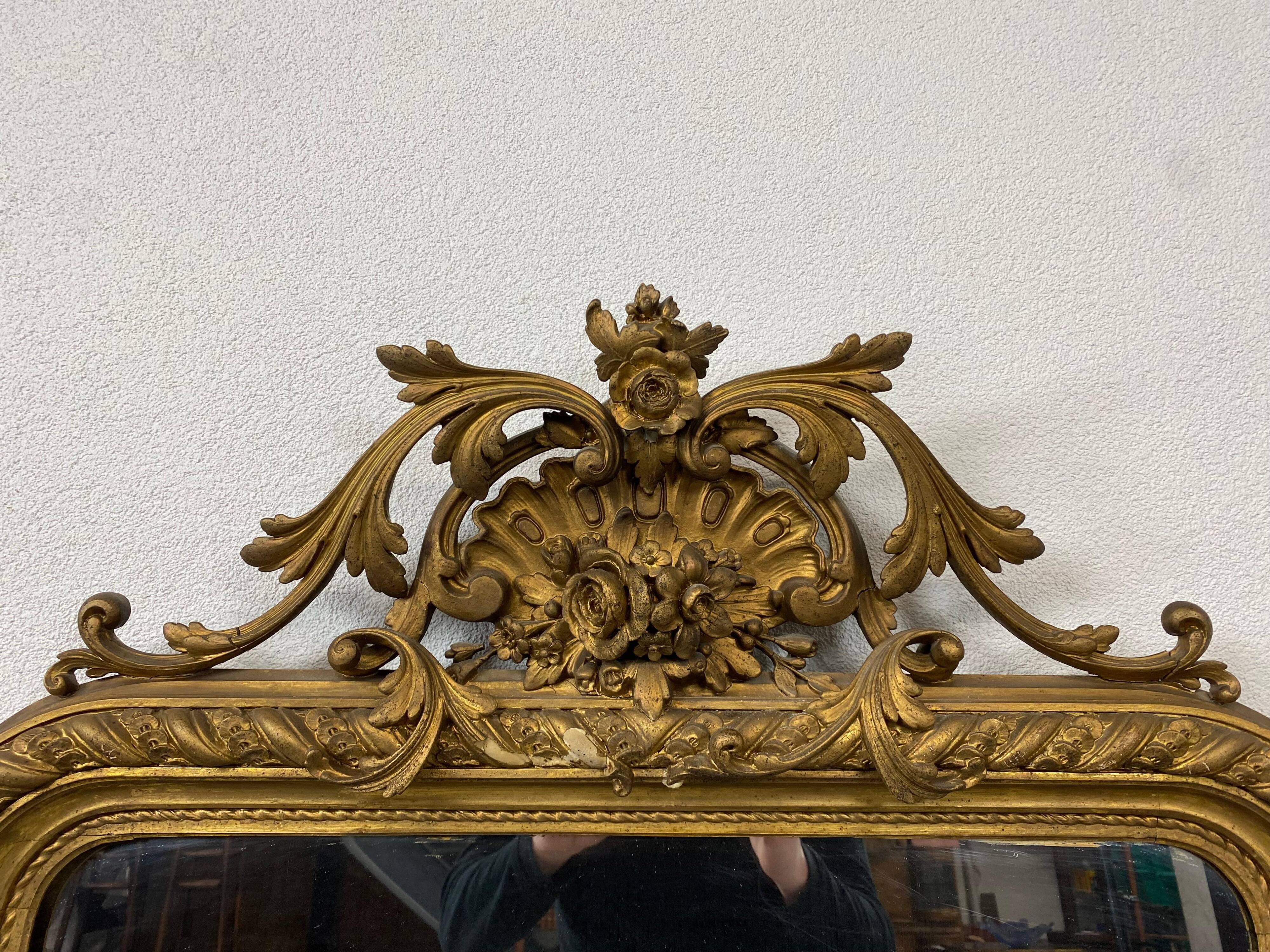 Large Rococo-style wall mirror, around 1850.