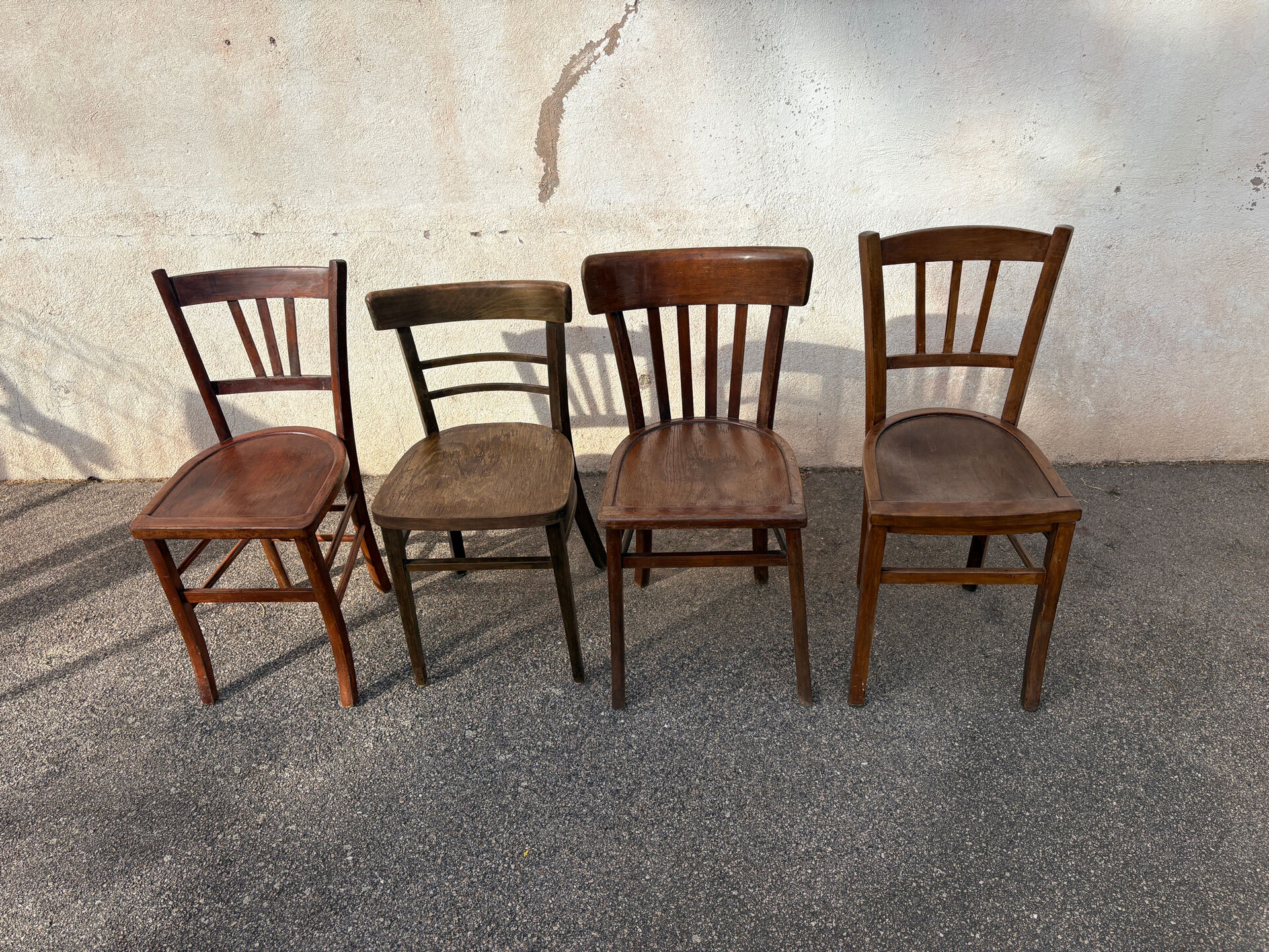 Set of 4 dark vintage bistro chairs
