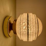 Vintage art deco globe wall or ceiling light in pink and gold Clichy glass