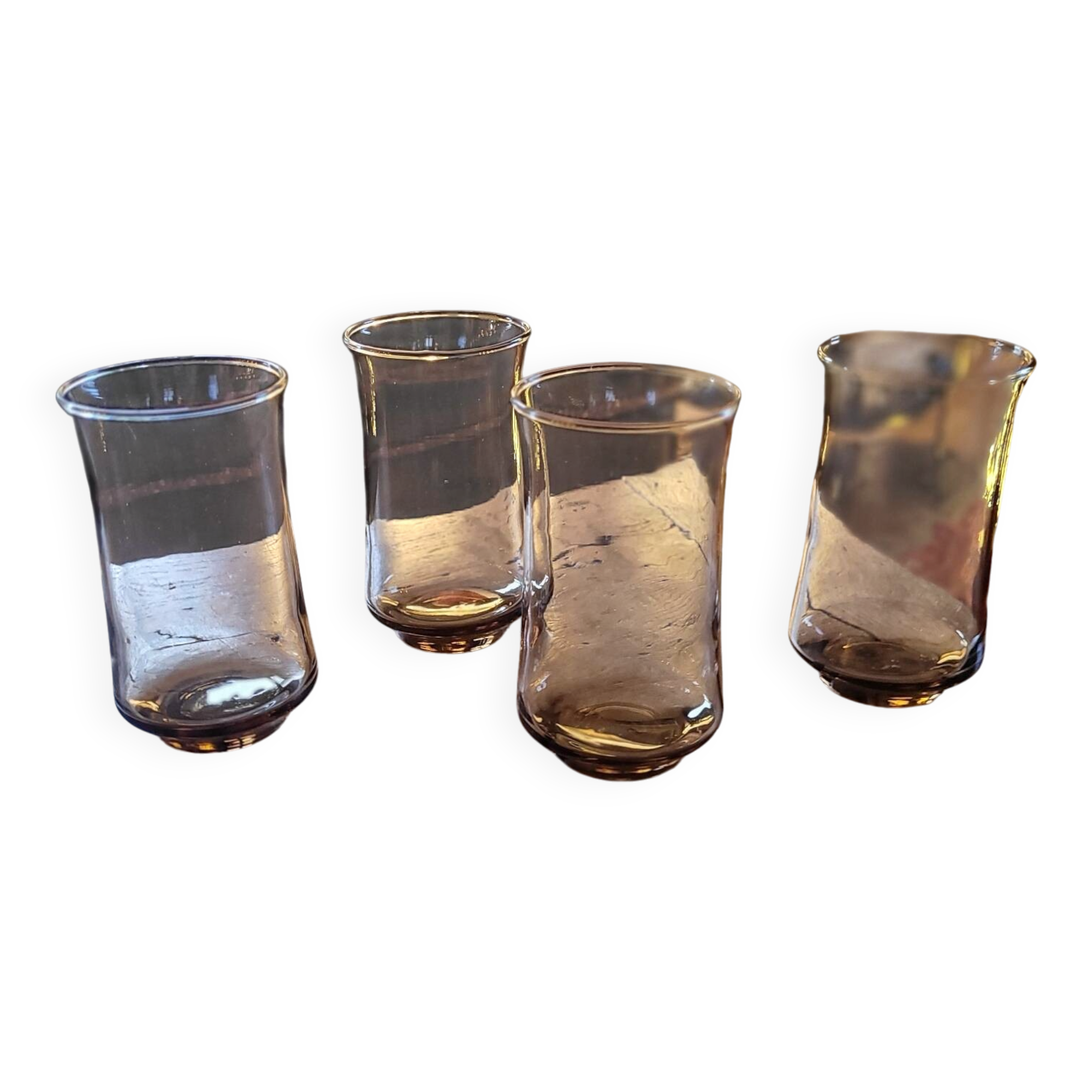 4 amber long drink glasses – 1970s