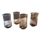 4 amber long drink glasses – 1970s