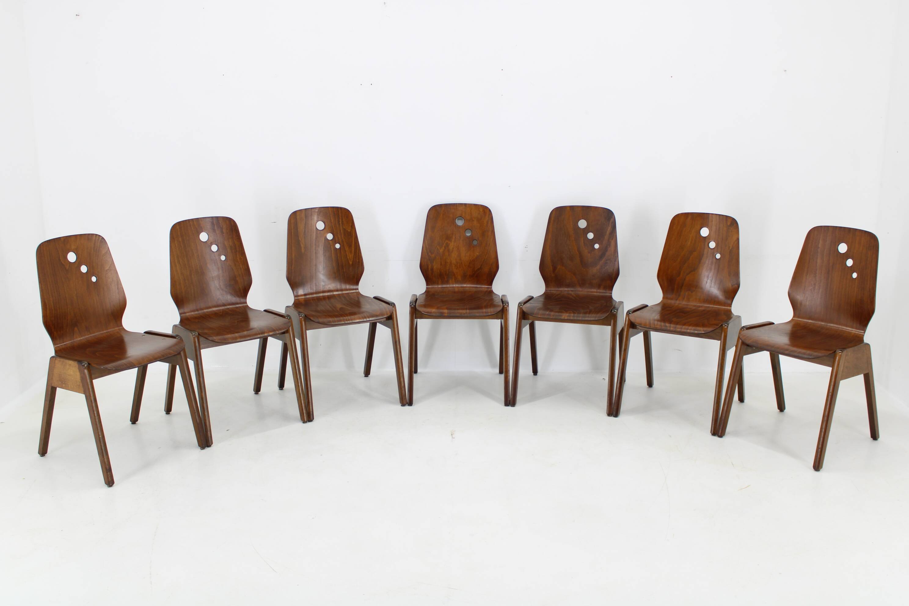 1970s Set of 7 Beech Stuckable Dining Chairs ,Germany