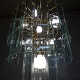 Large chandelier, 46 hanging beveled glass plates