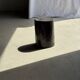 Black petrified wood side table with beige stripes, fine mesh, H35 D24 - 33