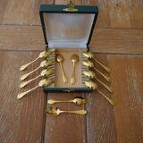 Box 12 golden spoons with mocha - model pompadour alfenide for christofle